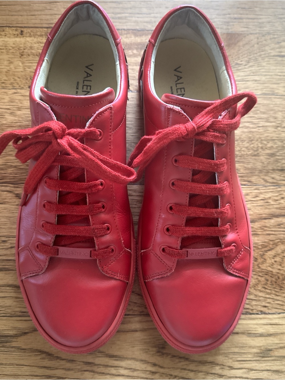 Valentino Red Low-Top Leather Sneakers